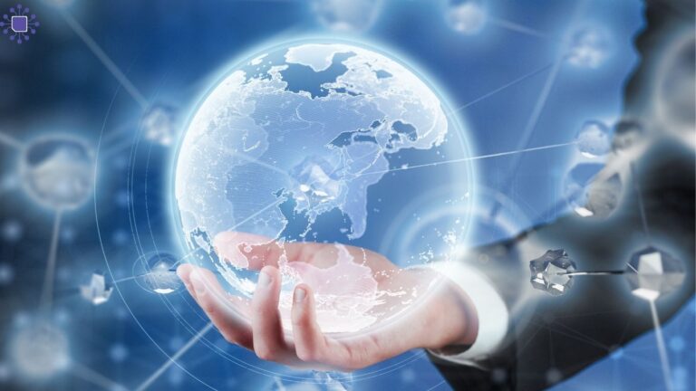 Illustration showing AI integrated into the software development process, including coding, debugging, cloud deployment, and collaboration tools.